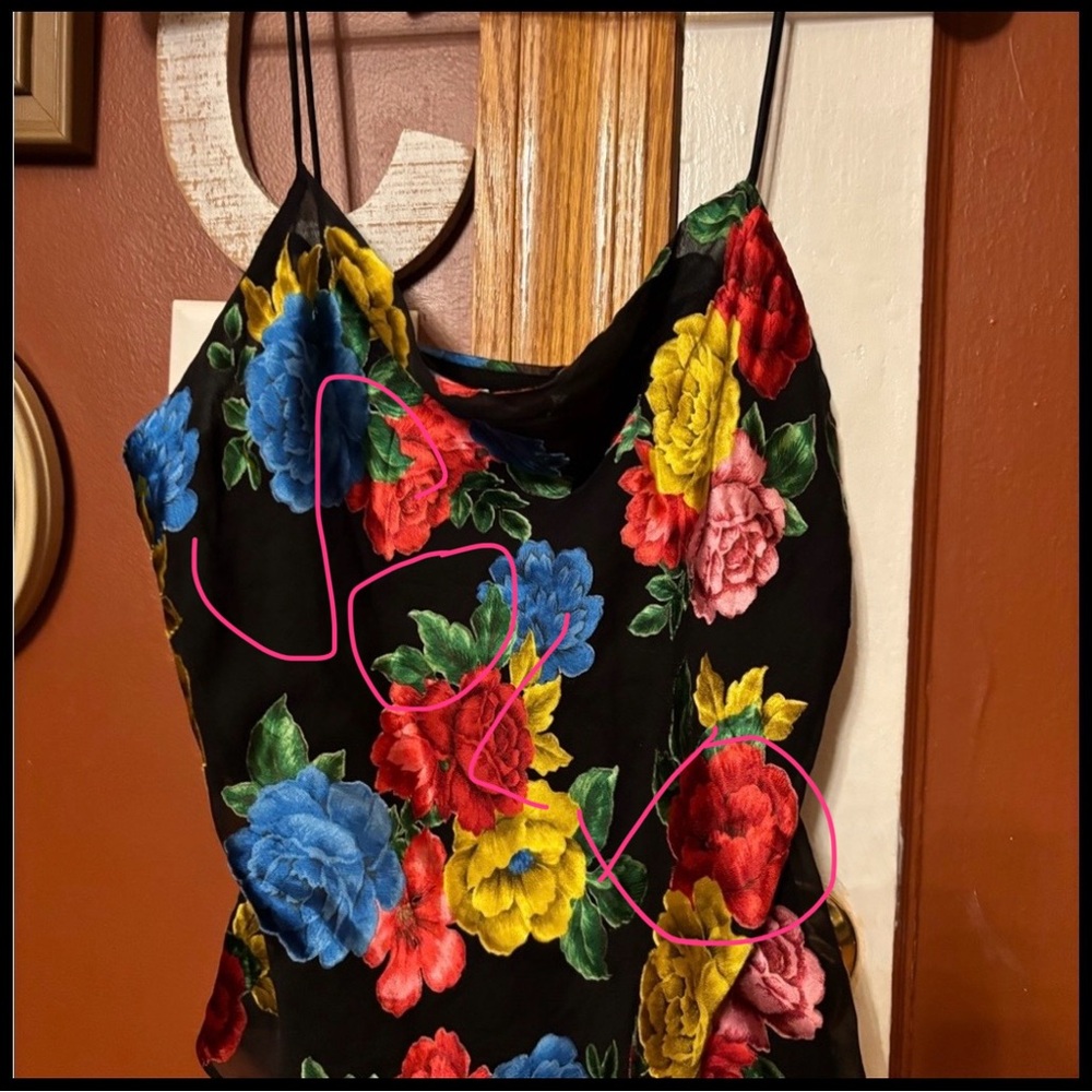 Alice + Olivia Black Camisole with Vibrant Floral Print